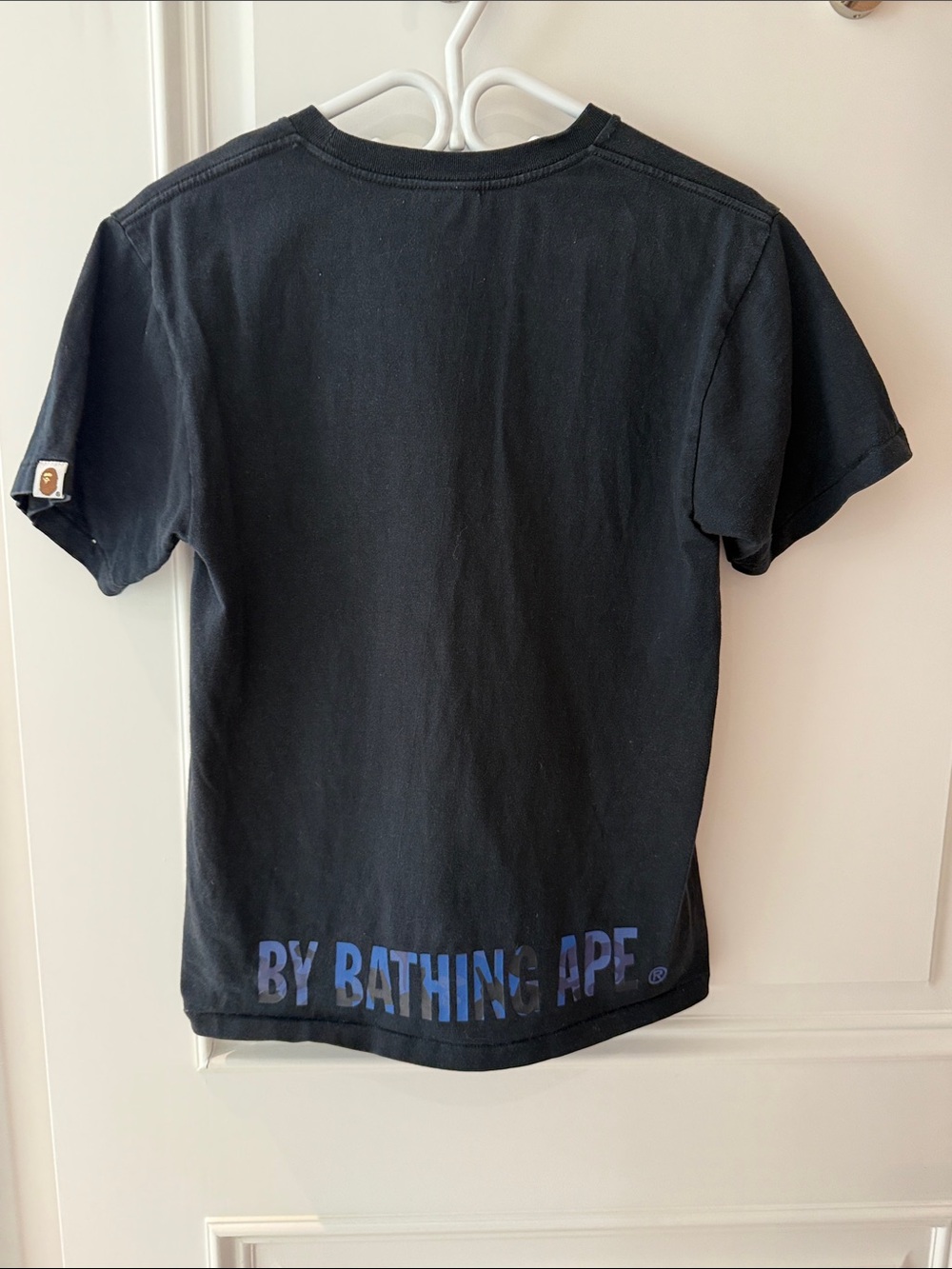 Bape Men’s Black Tee with Blue Camo Ape Head - Picture 3 of 4